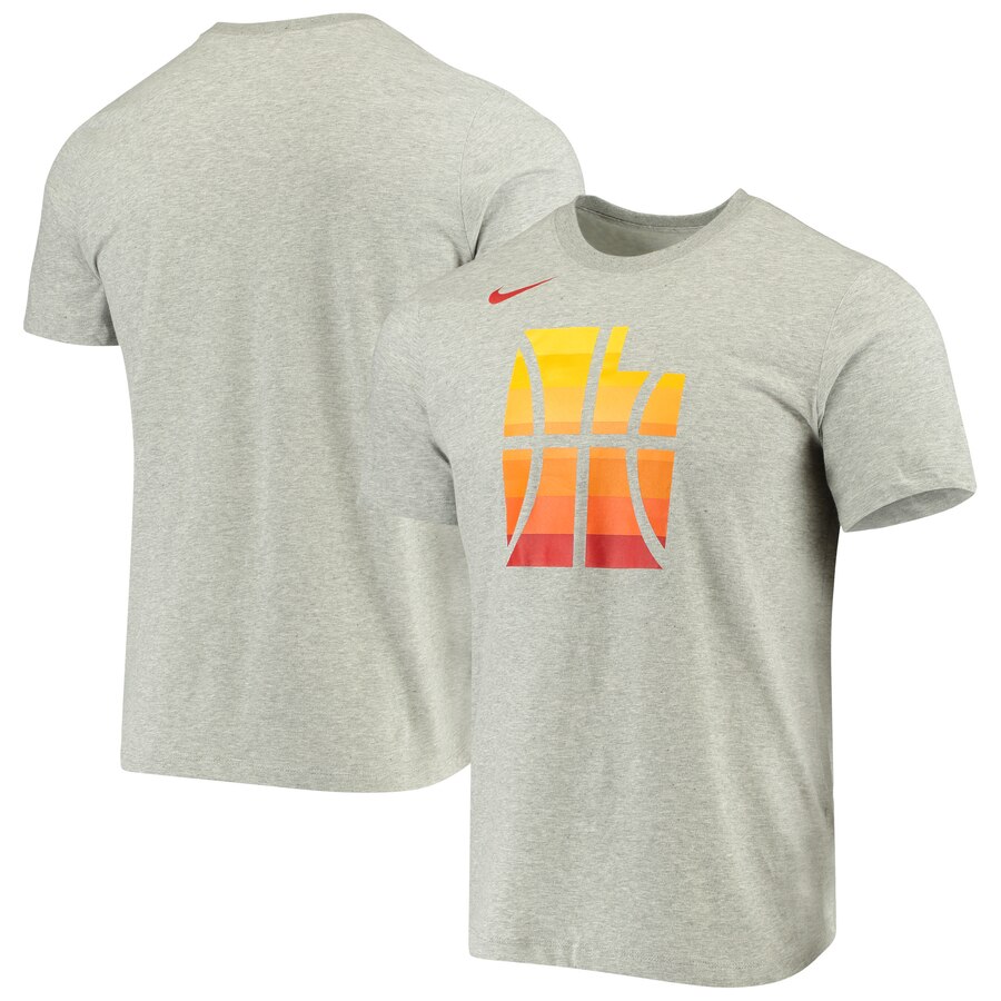 Men 2020 NBA Nike Utah Jazz Heathered Gray City Edition Logo DFCT Performance TShirt